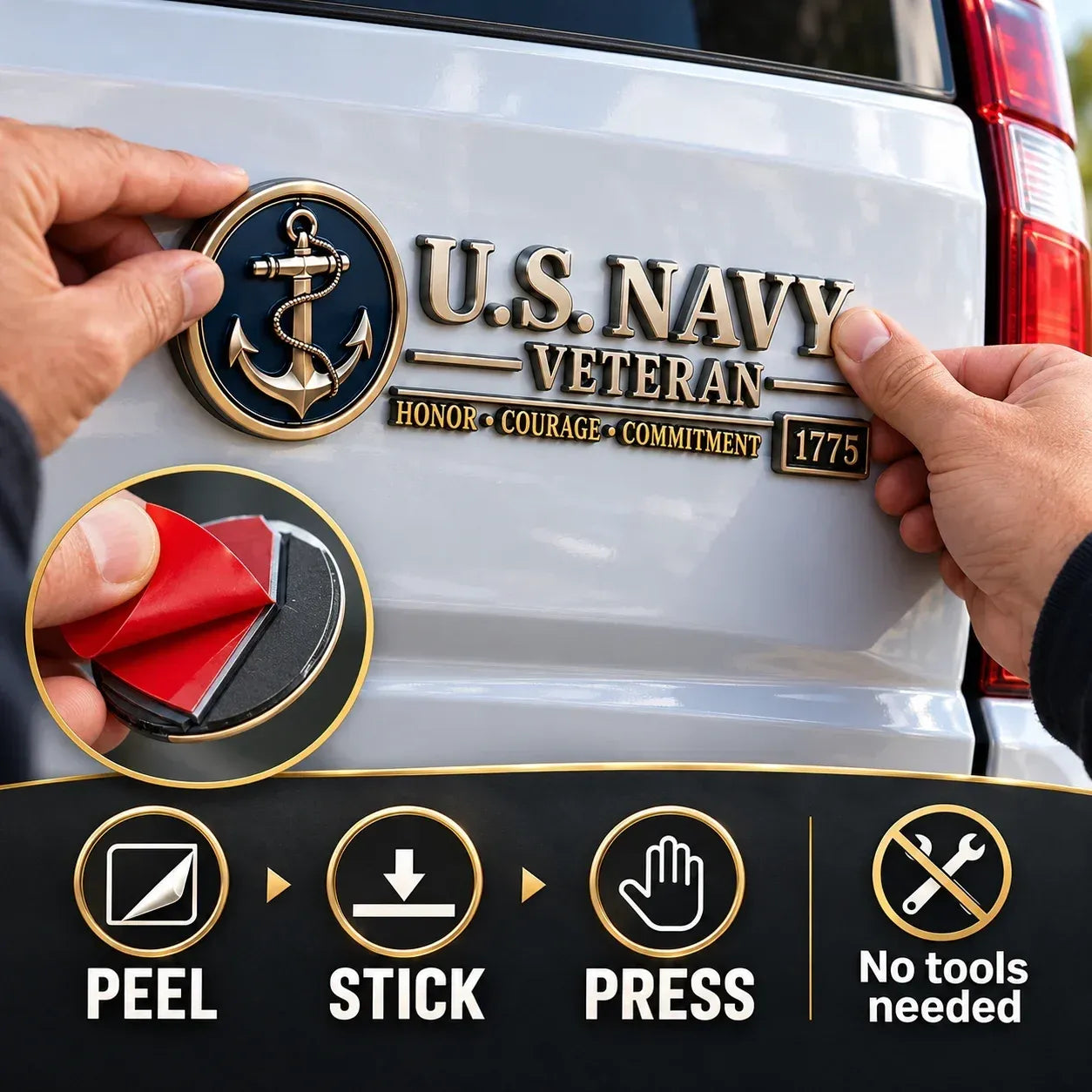 nexclio® 🇺🇸🎖️ Veteran Honor 3D Metal Car Emblem – A Tribute to Service & Pride