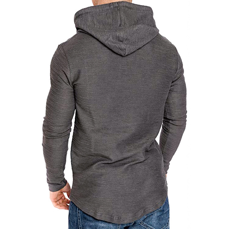 Men's Textured Solid Color High Quality Pullover Hoodies Soft Breathable