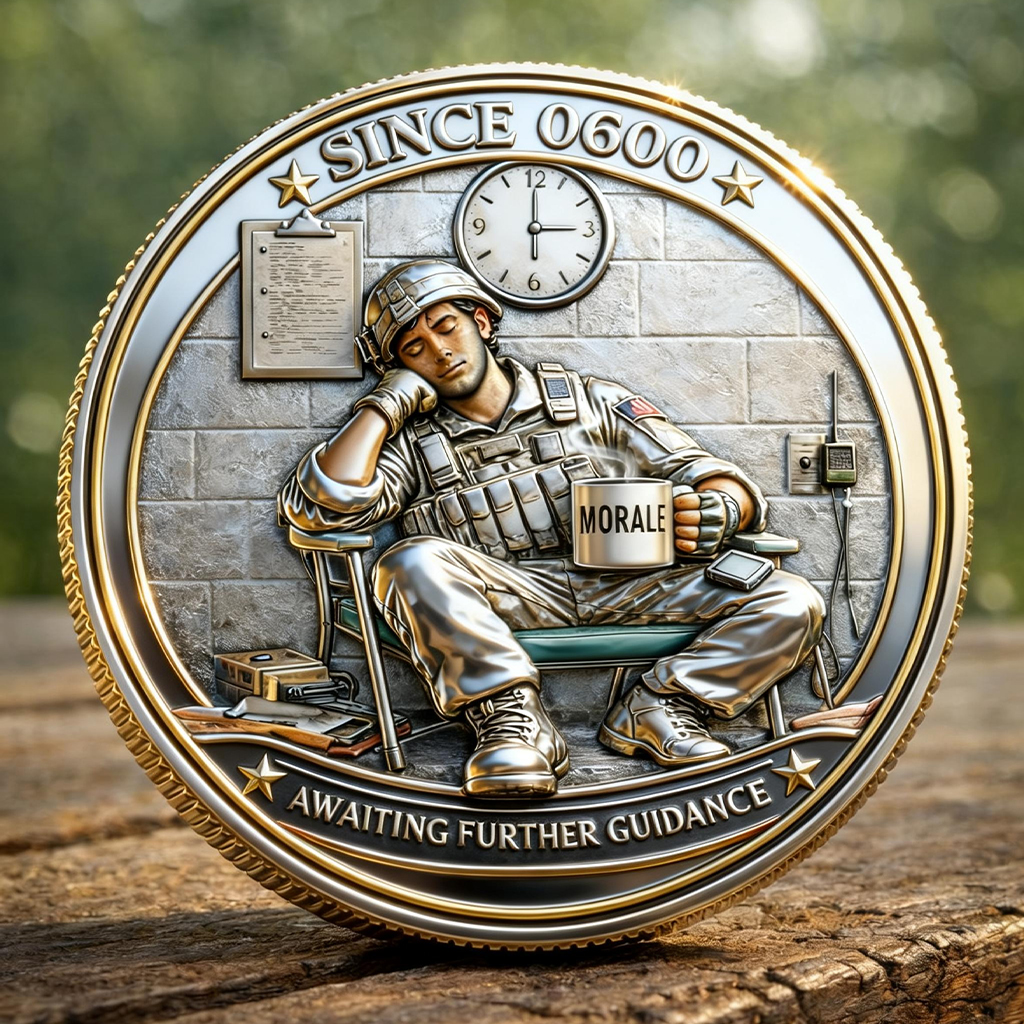 “Awaiting Further Guidance” Military Morale Challenge Coin