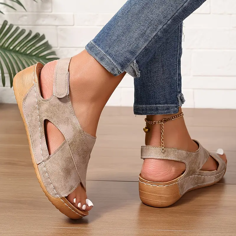 Women's New Vintage Solid Color Summer Wedge Sandals
