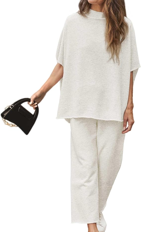 ⏰Hot Sale- Women's 3/4 Batwing Sleeve Capelet Wide Leg Pants Set(Buy 2 Free Shipping)