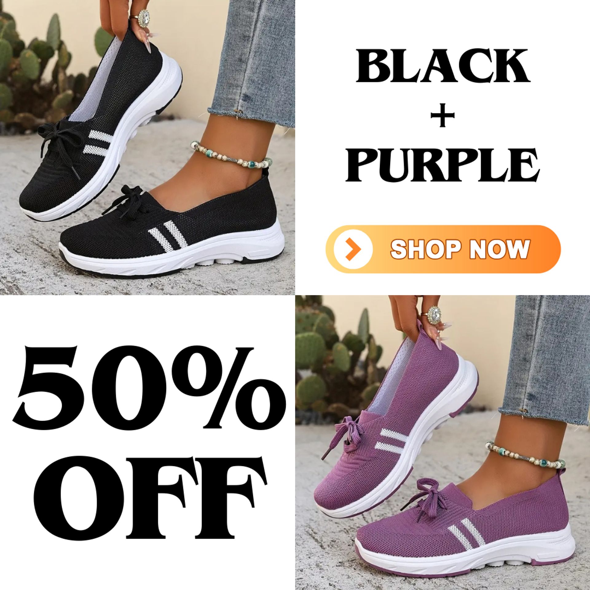 🔥Summer Best Seller🔥Women’s Breathable Knit Slip-On Sneakers with Bow – Lightweight Low-Top Casual Shoes in Beige & White for Everyday Comfort