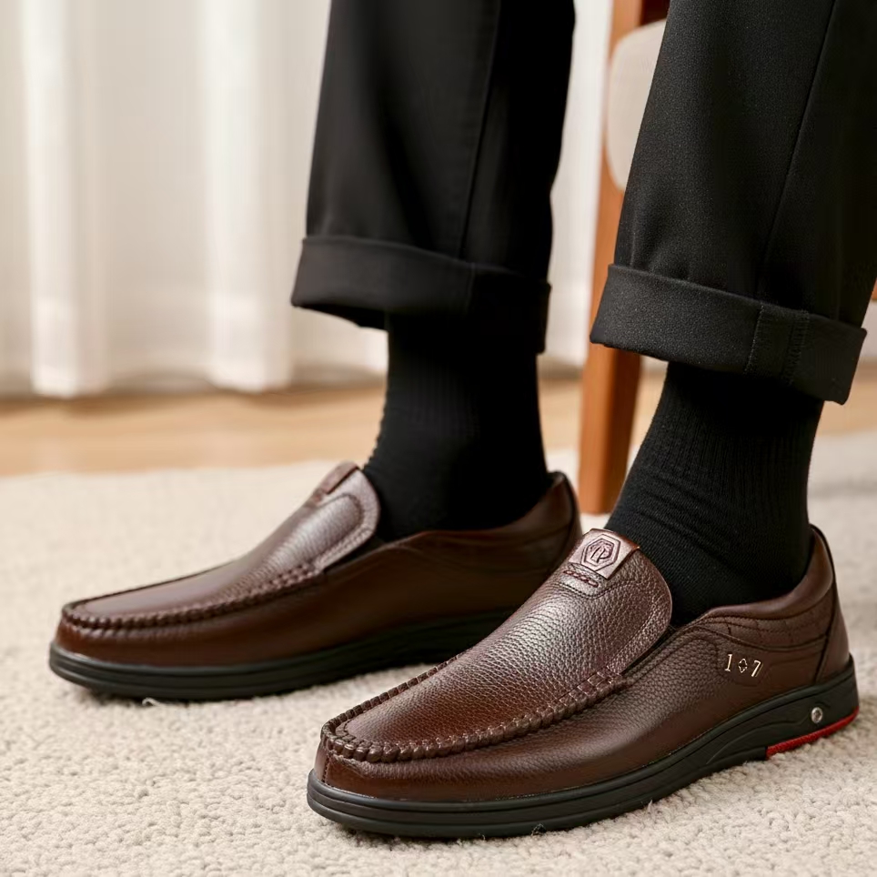 Last Day 50% OFF🔥Men's Genuine Leather Soft Insole Casual Business Slip On Loafers