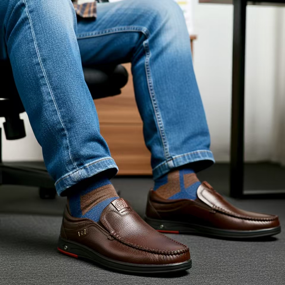 Last Day 50% OFF🔥Men's Genuine Leather Soft Insole Casual Business Slip On Loafers