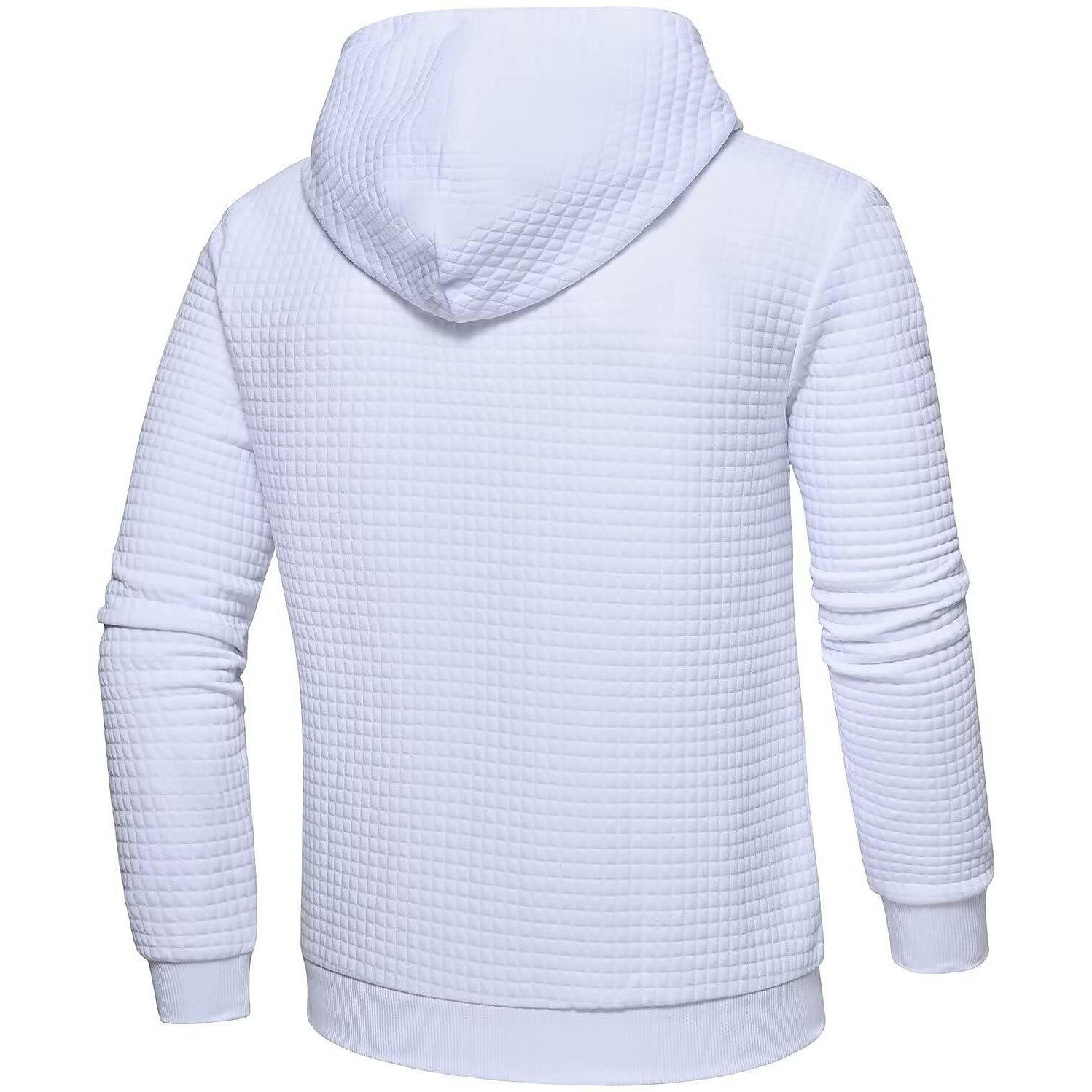 Men's Jacquard Check Solid Color Zip-up Hoodie Sweatshirts