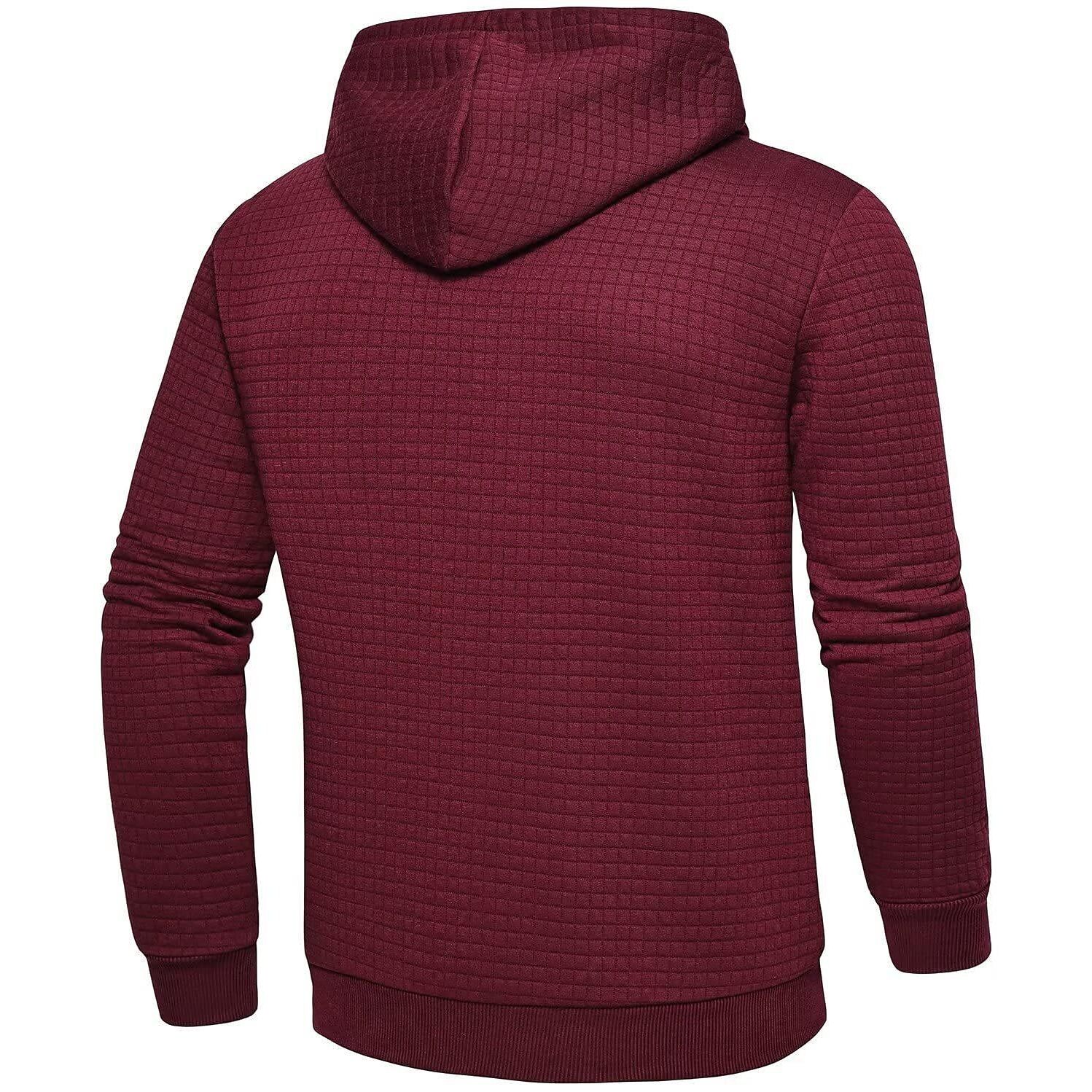 Men's Jacquard Check Solid Color Zip-up Hoodie Sweatshirts