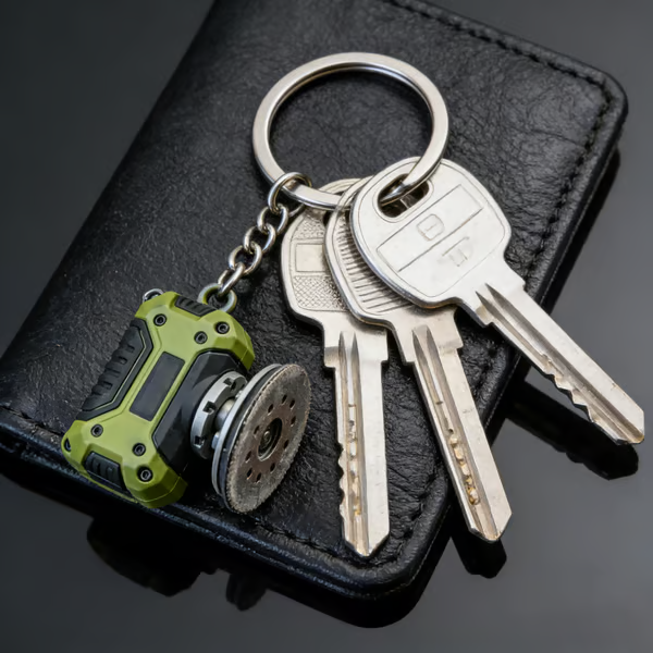 🛠️ 2-in-1 Mini Mitre Saw Keychain: Portable Cutting Tool + Collector's Item for Tool Enthusiasts