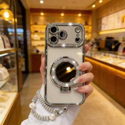 ✨💎Sparkling Diamond Women's Phone Case with Mirror & Stand for iPhone 12/13/14/15/16/17 Pro Max,17Air,14/15/16 Plus💖