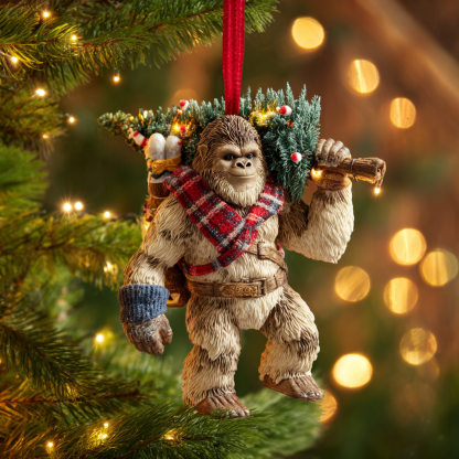 🎄👣 Bigfoot Christmas Ornament – Myth Meets Holiday Magic 🌟