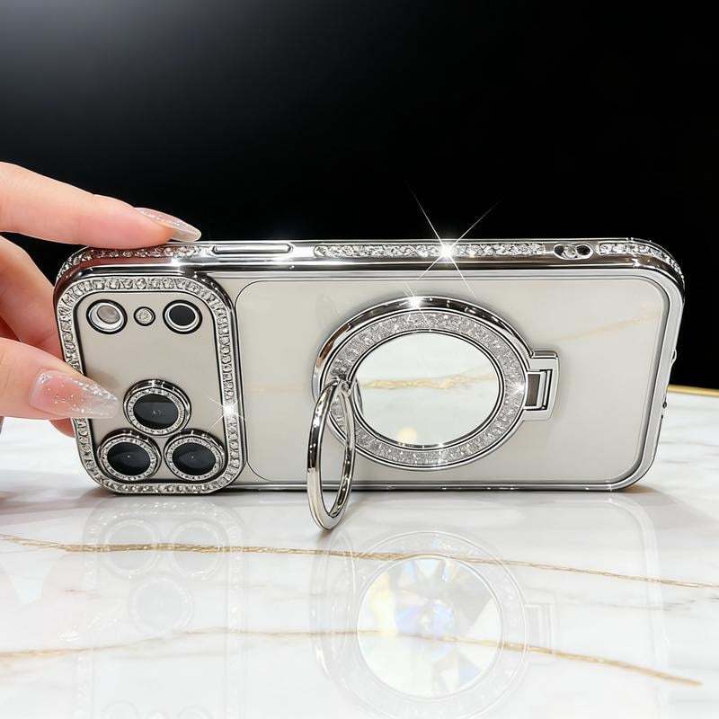 ✨💎Sparkling Diamond Women's Phone Case with Mirror & Stand for iPhone 12/13/14/15/16/17 Pro Max,17Air,14/15/16 Plus💖