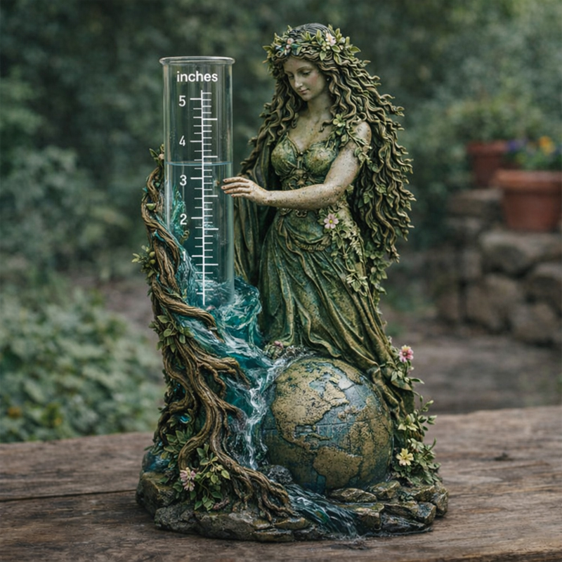 Nature Goddess Rain Gauge Statue