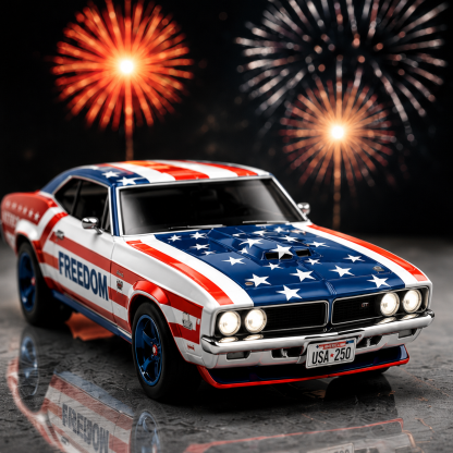 American Independence Day Patriotic Premium Muscle Car