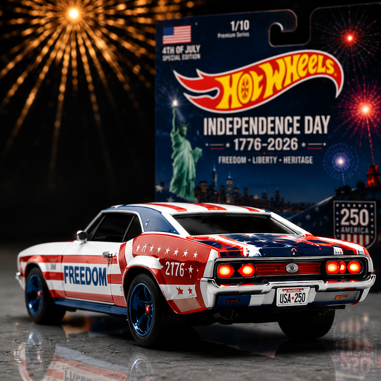 American Independence Day Patriotic Premium Muscle Car