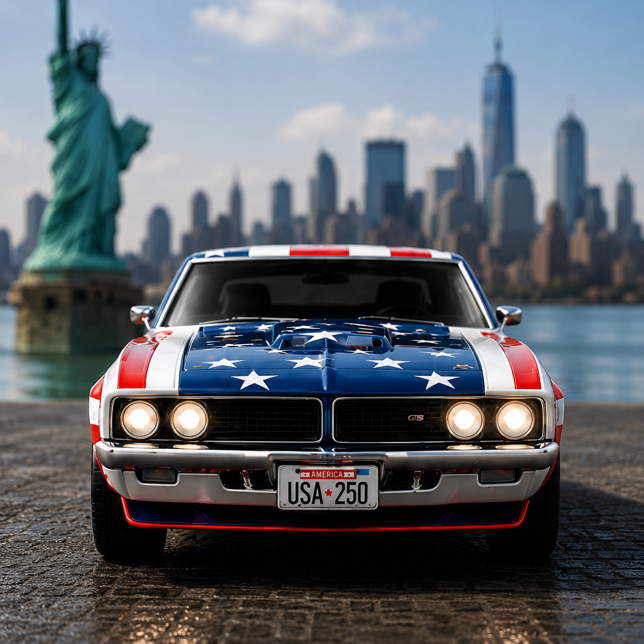 American Independence Day Patriotic Premium Muscle Car