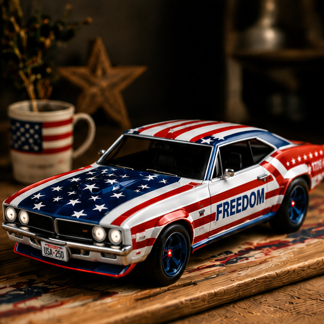 American Independence Day Patriotic Premium Muscle Car