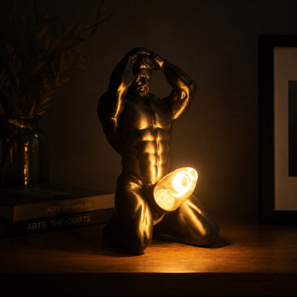 Bold Male Figure Table Lamp – Artistic Statue Light