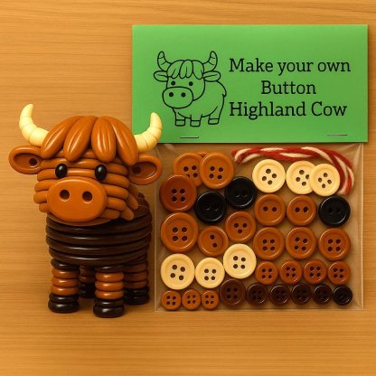 DIY Highland Cow Button Ornament