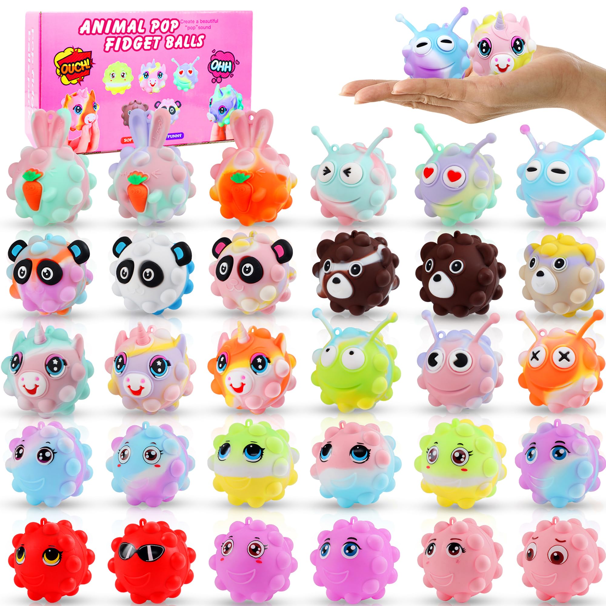 2025 Animal Pop Balls Christmas Gift Set– 30 Fun & Stress-Relief Toys! 🐻🦊🐸