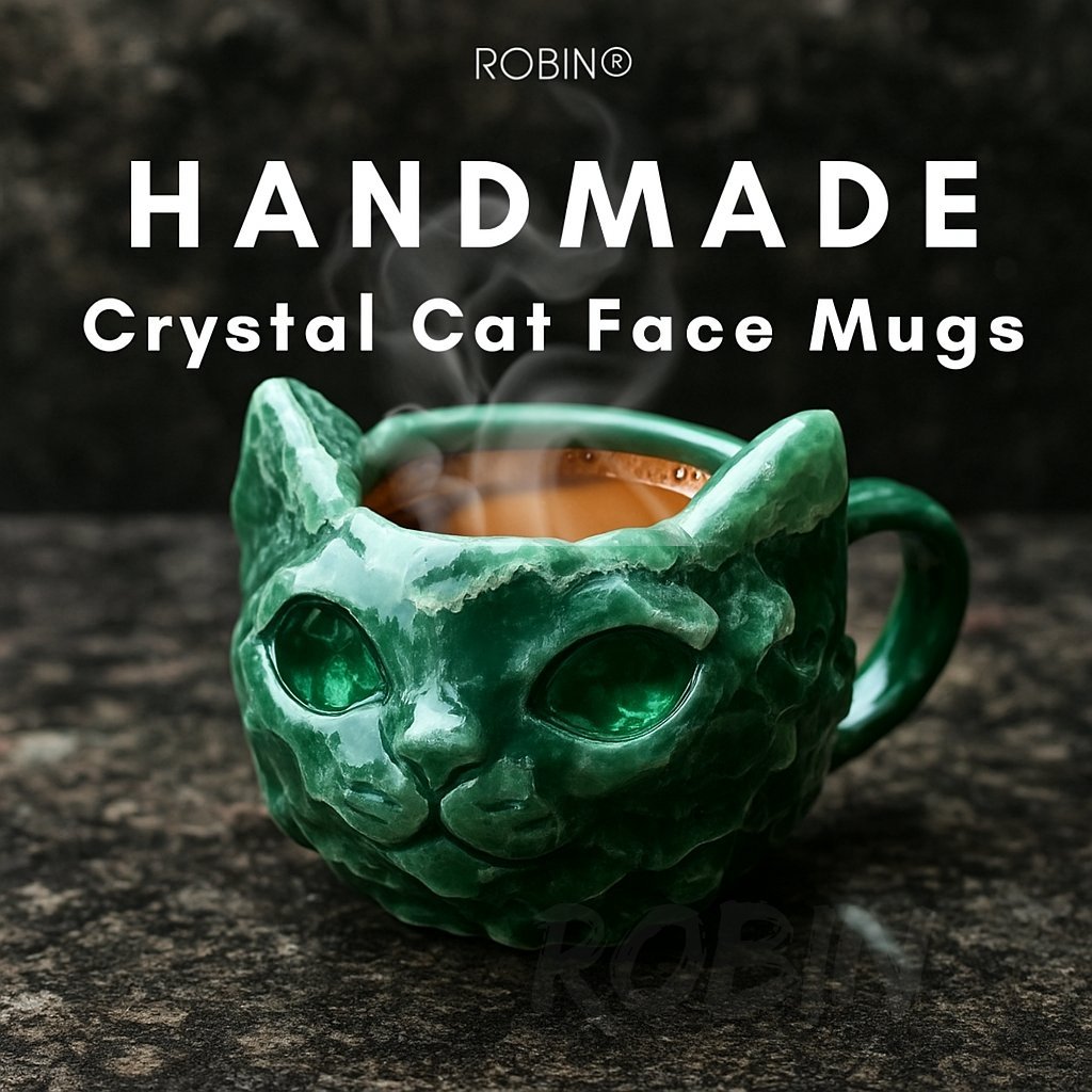 🔥☕ NEW HANDMADE Crystal Cat Face Mugs – Limited Edition