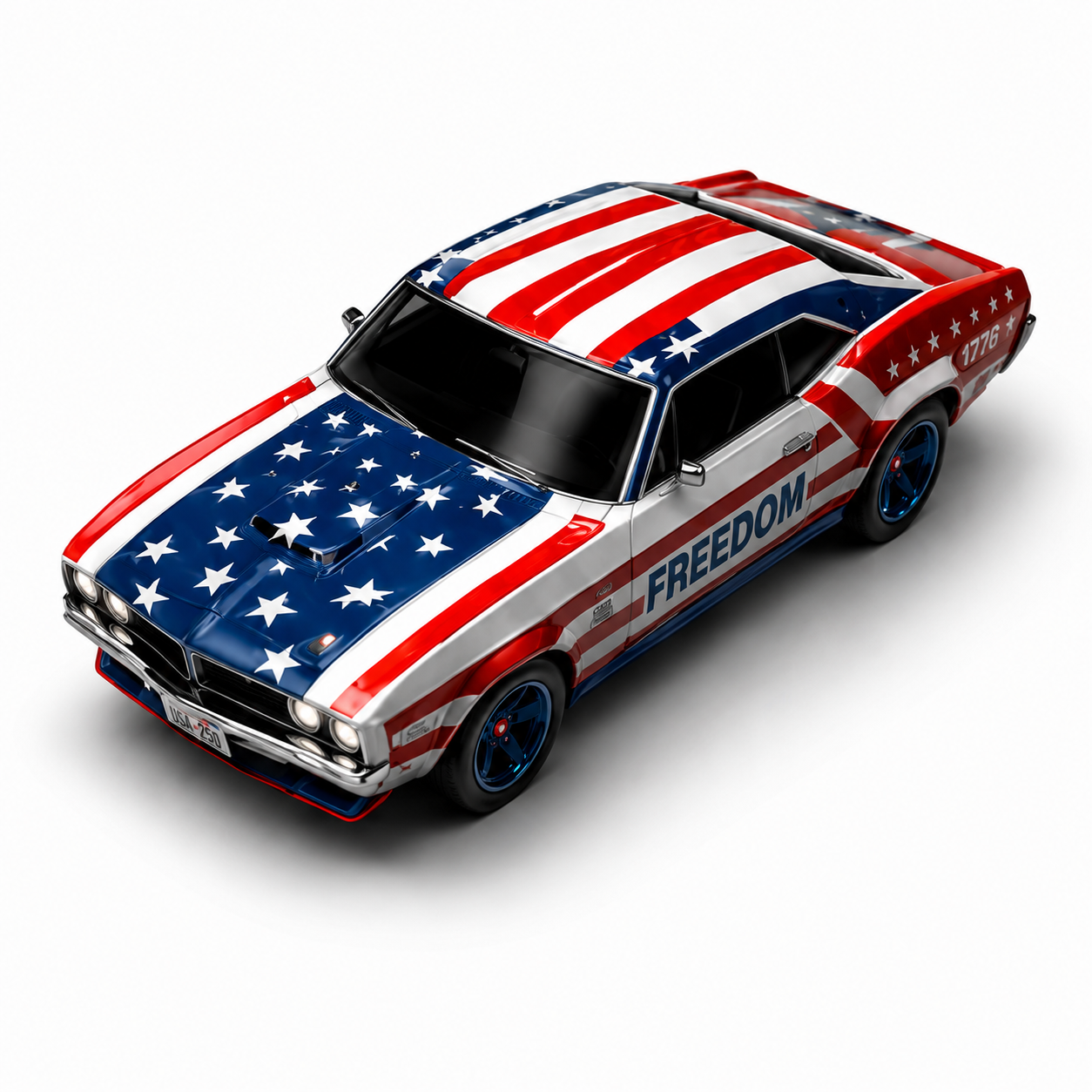 American Independence Day Patriotic Premium Muscle Car