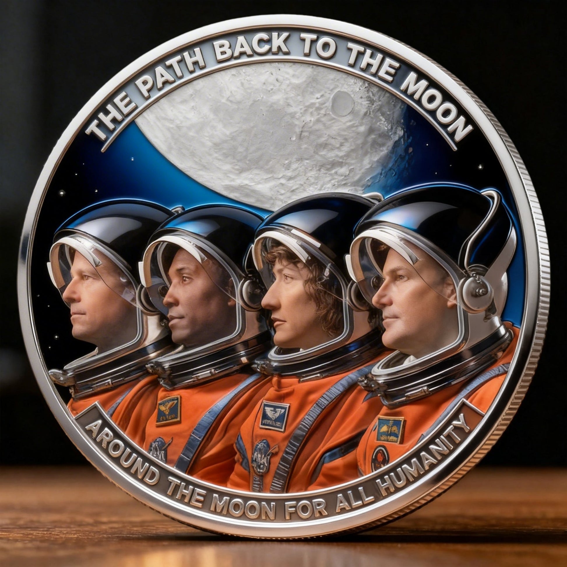 🚀✨ Artemis II Heroic Achievement Coin – 3D High-Relief Enamel Commemorative Edition