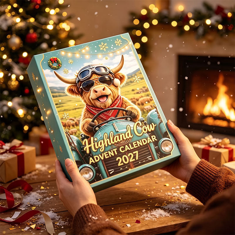 🐮 Highland Cow Advent Calendar 2027 | Cute 3D Highland Cow Mini Figurines Advent Box  