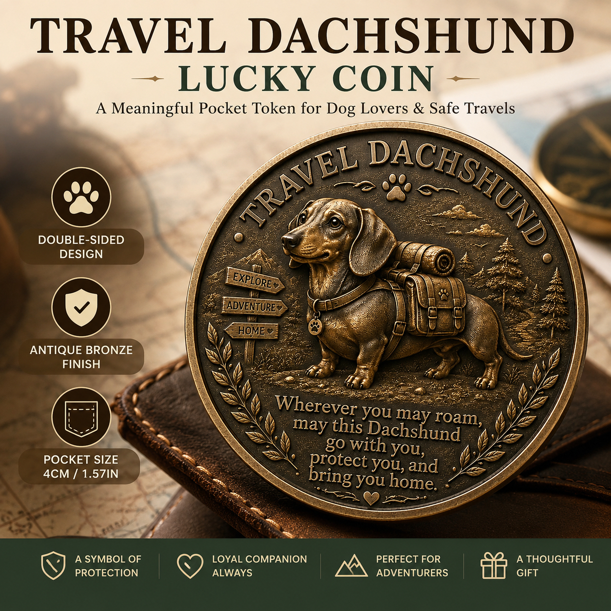 🏆Limited Time Sale 60% OFF🐾 Travel Dachshund Lucky Coin