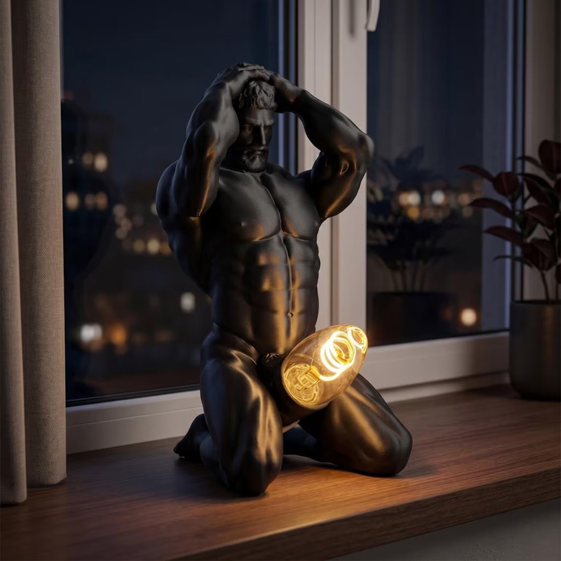 Bold Male Figure Table Lamp – Artistic Statue Light