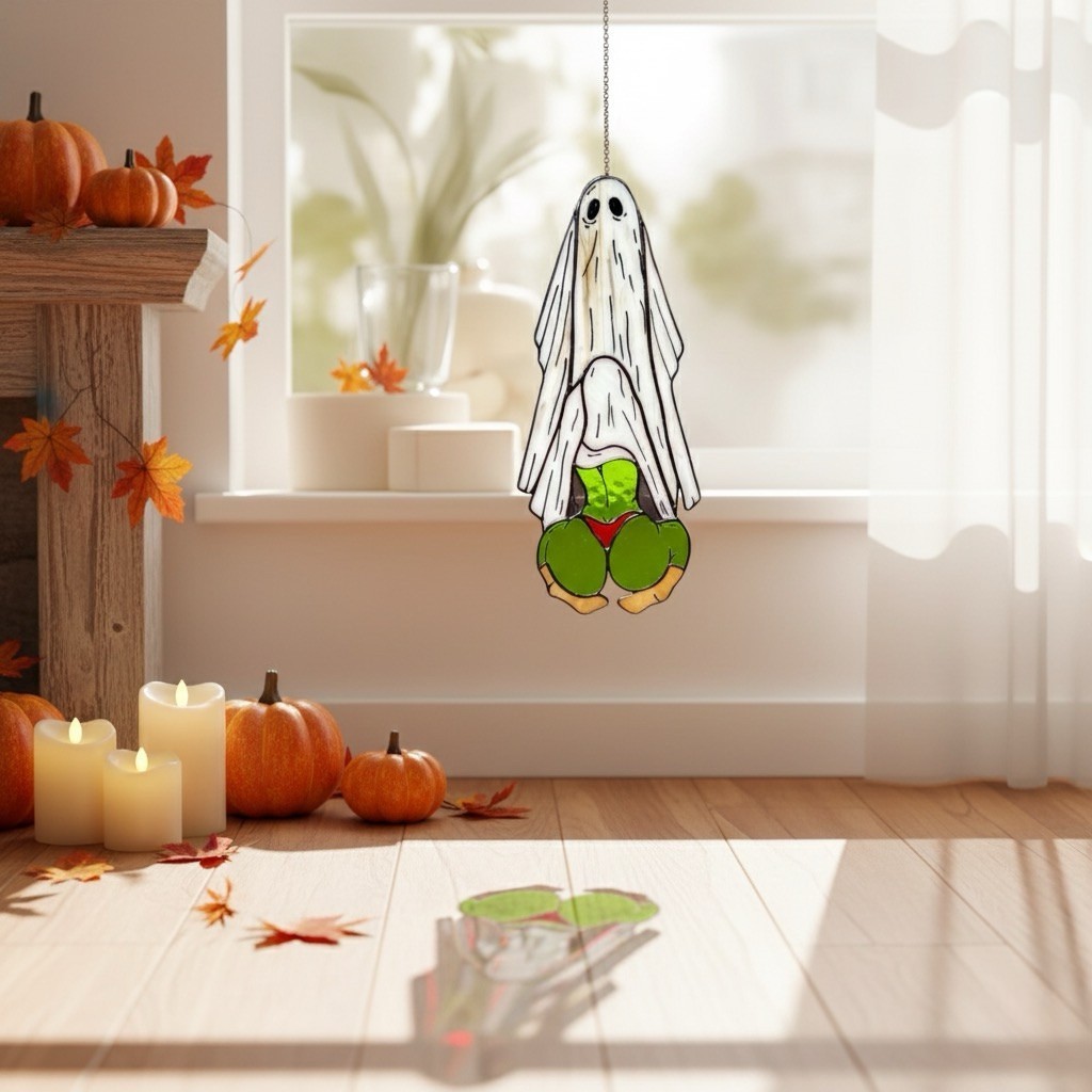 👻 Ghost Stained Glass Suncatcher | Handmade Halloween Decor 🎃✨