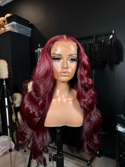 Bella Burgundy Body Wave Luxury Custom Wigs