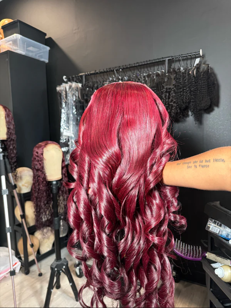 Bella Burgundy Body Wave Luxury Custom Wigs