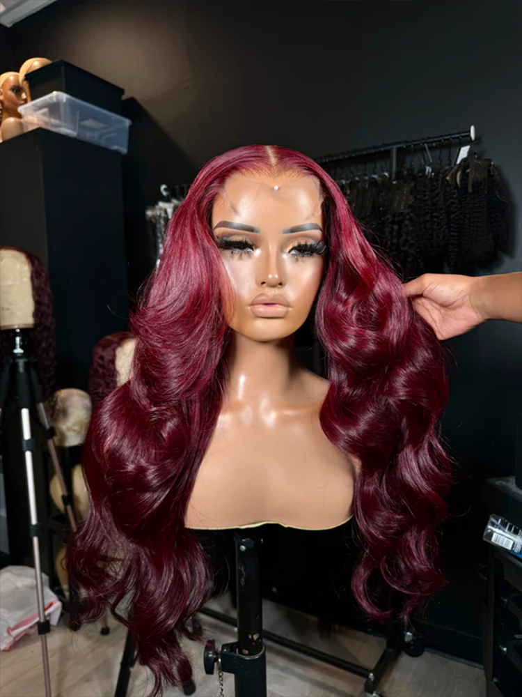 Bella Burgundy Body Wave Luxury Custom Wigs