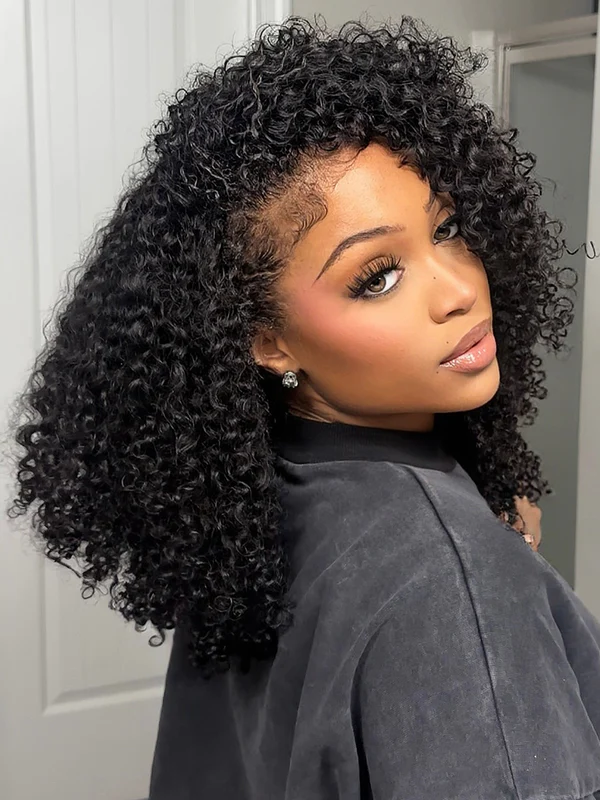 Ada Kinky Curly Flip Over  Half Wigs with Drawstring Glueless Human Hair Wigs