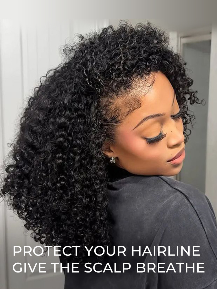 Ada Kinky Curly Flip Over  Half Wigs with Drawstring Glueless Human Hair Wigs