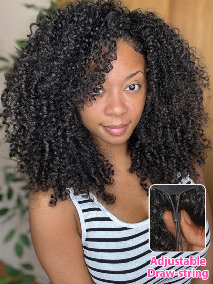 Ada Kinky Curly Flip Over  Half Wigs with Drawstring Glueless Human Hair Wigs