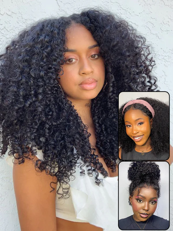 Ada Kinky Curly Flip Over  Half Wigs with Drawstring Glueless Human Hair Wigs