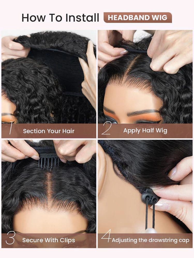 Ada Kinky Curly Flip Over  Half Wigs with Drawstring Glueless Human Hair Wigs