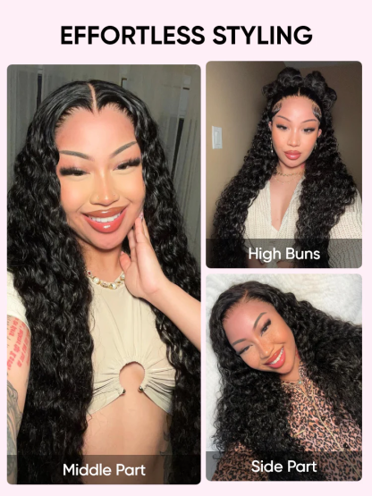 Zaria Bleached Knots Glueless Deep Wave Wig 13x6 Lace Front Human Hair Wigs With Drawstring Pre Plucked