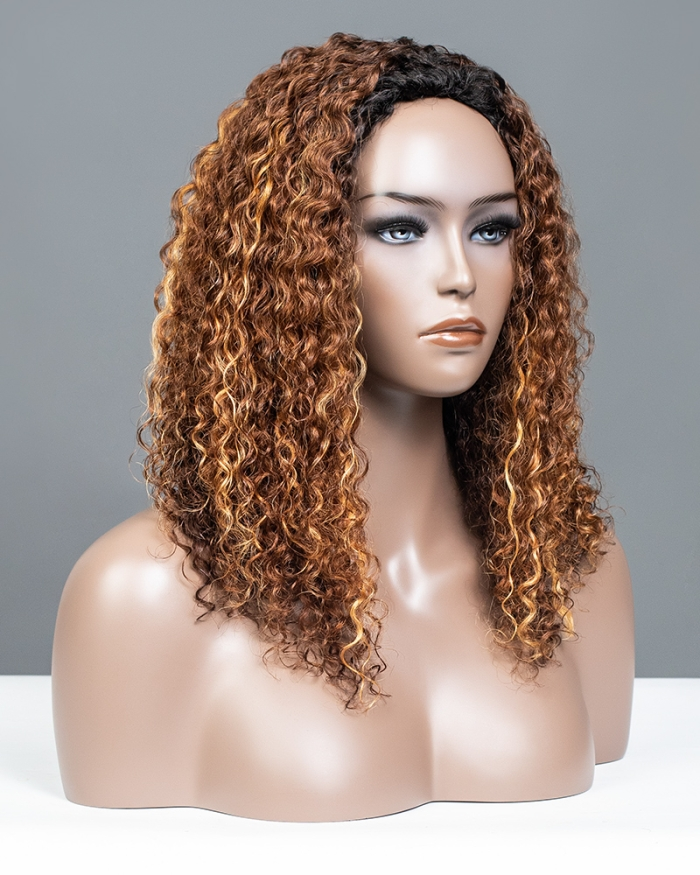 Autumn Haze Breathable Cap 3 In 1 Half Wig