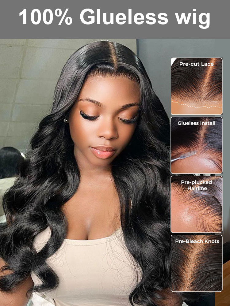 Ava 13x6 Pre Everythig Body Wave Glueless Wig With Drawstring Bleached Knots Ready to Go Lace Front Human Hair Wigs Pre Plucked