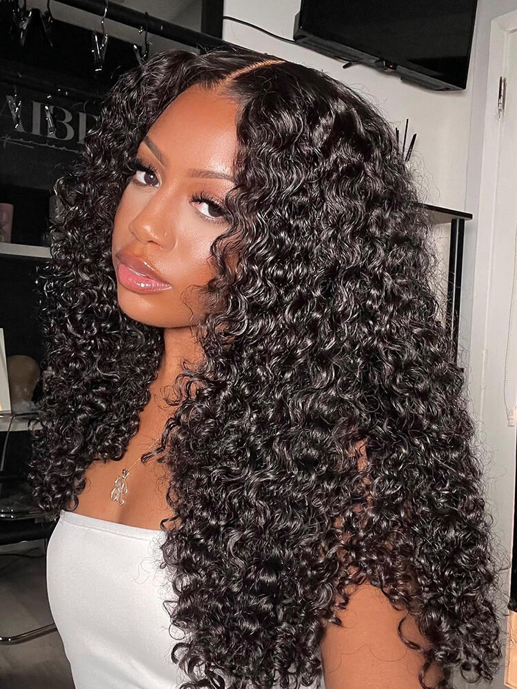 Fiona 13x6 HD Lace Frontal Wigs Bleached Knots Water Wave Glueless Human Hair Wigs Pre Plucked