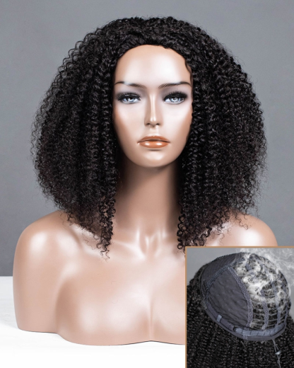 Curly Texture Breathable Cap Half Wig