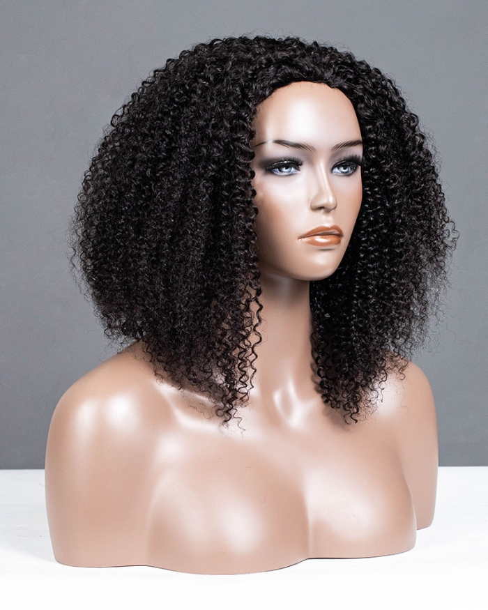 Curly Texture Breathable Cap Half Wig