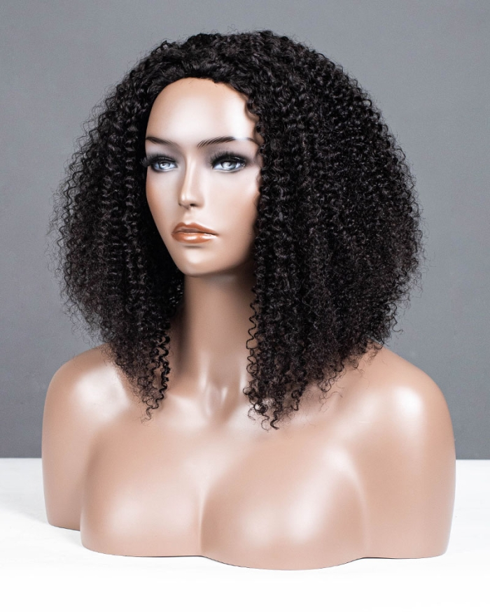 Curly Texture Breathable Cap Half Wig