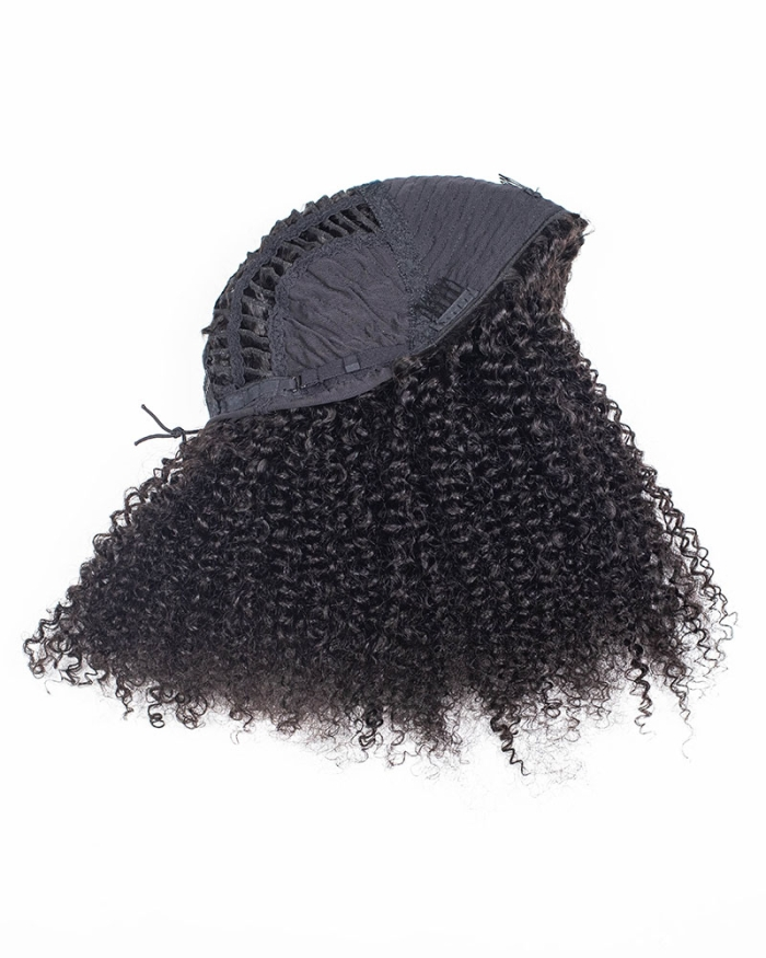 Curly Texture Breathable Cap Half Wig