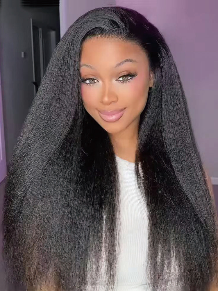 Ella Kinky Straight Flip Over Half Wigs with Drawstring Glueless Human Hair Wigs