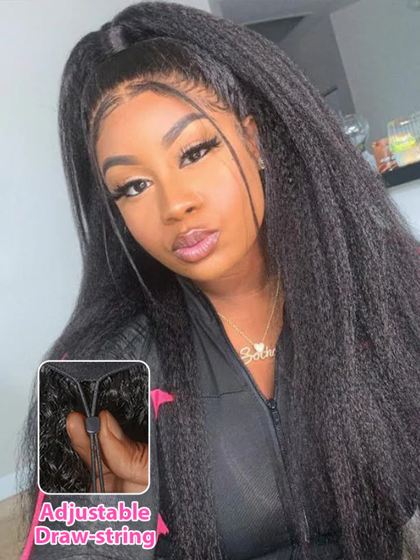 Ella Kinky Straight Flip Over Half Wigs with Drawstring Glueless Human Hair Wigs