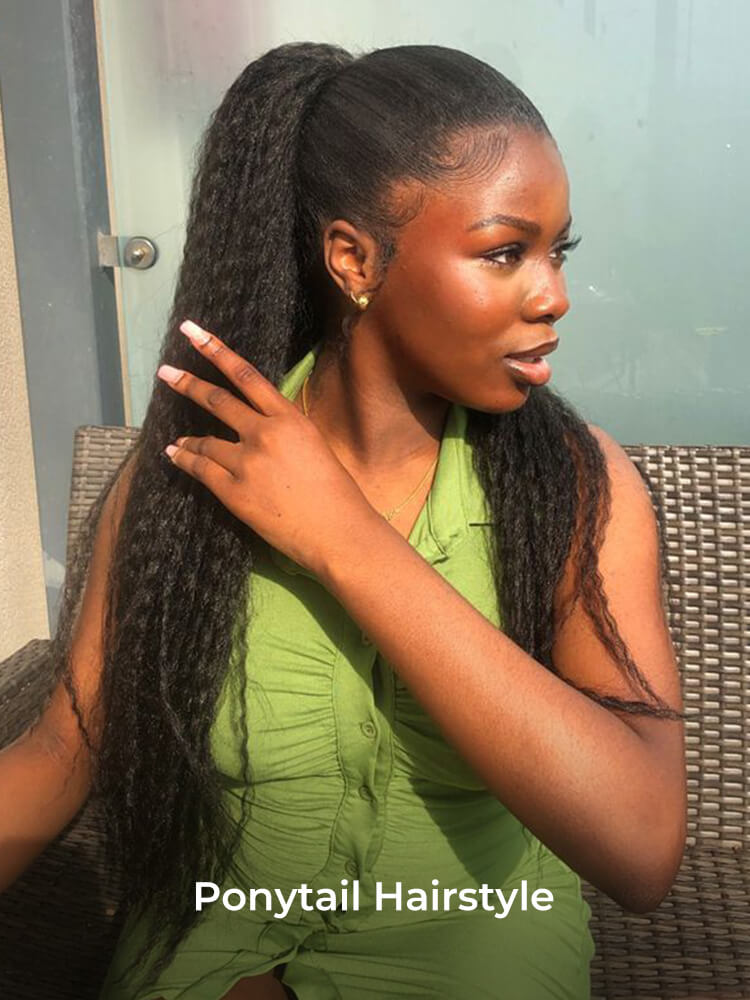 Ella Kinky Straight Flip Over Half Wigs with Drawstring Glueless Human Hair Wigs