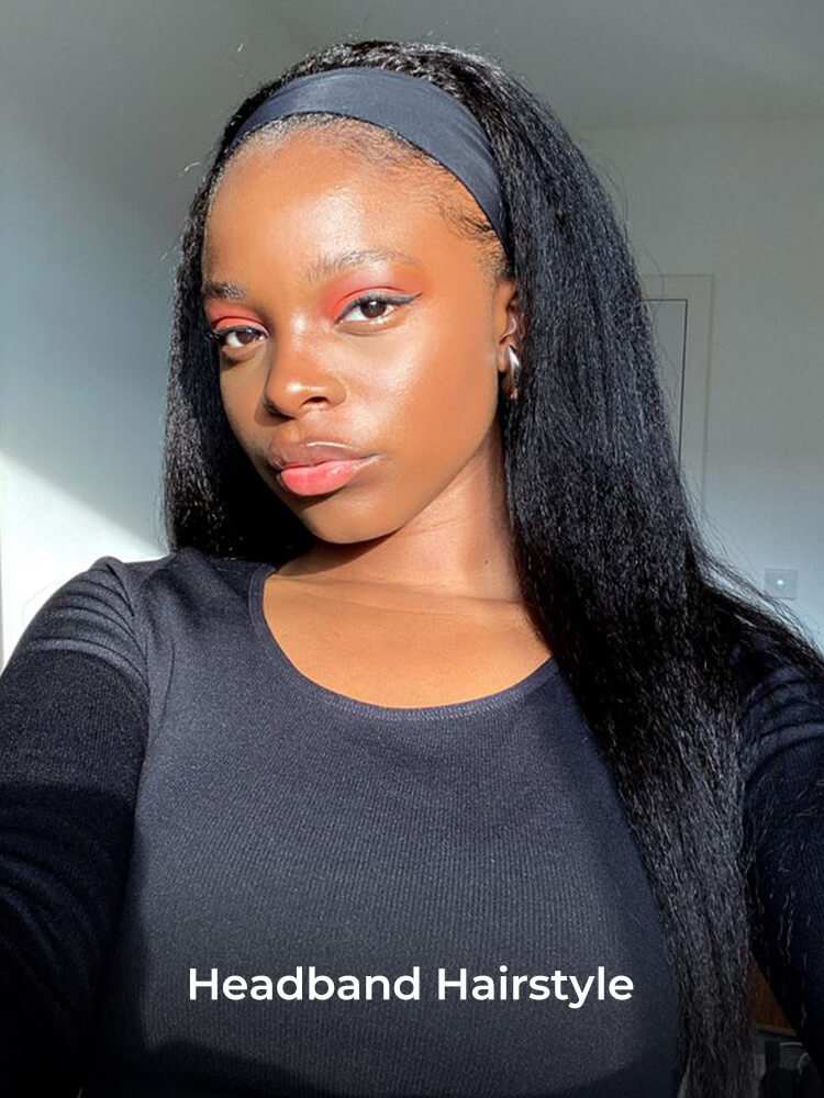 Ella Kinky Straight Flip Over Half Wigs with Drawstring Glueless Human Hair Wigs