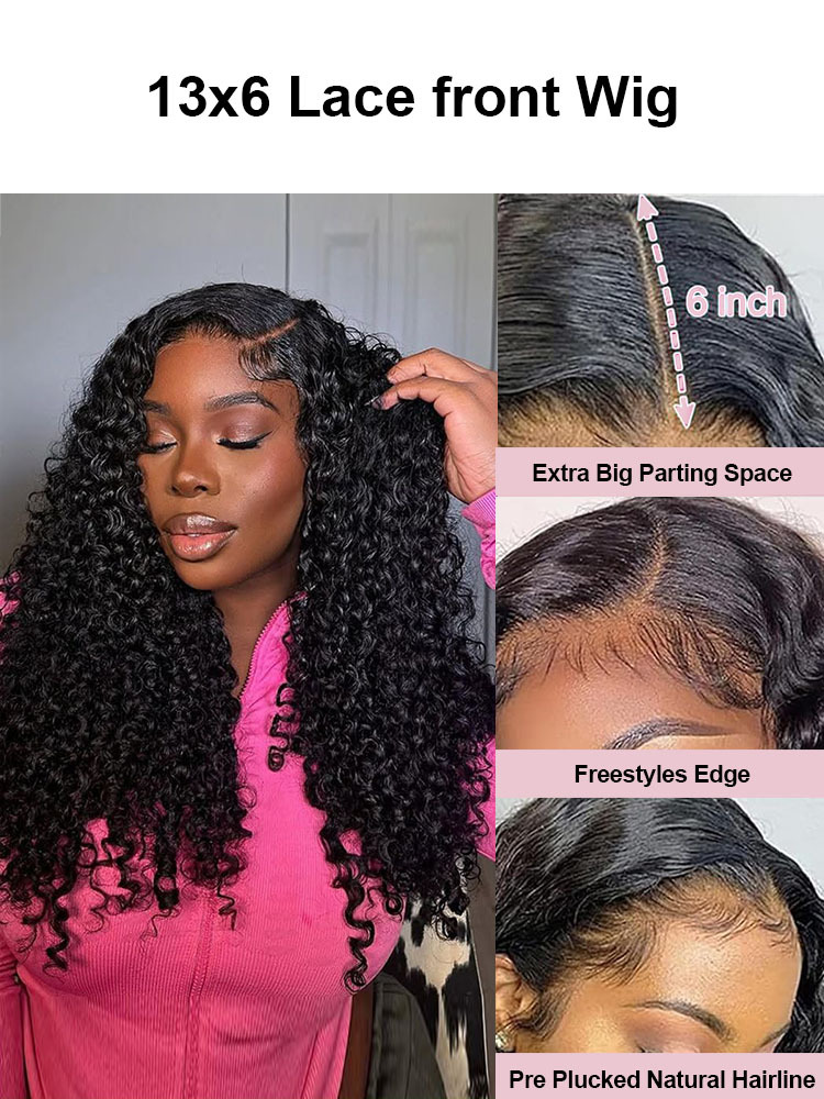 Isabella 250% Density Bleached Knots Glueless Burmese Curly Wig 13x6 Lace Front Human Hair Wigs With Drawstring Pre Plucked